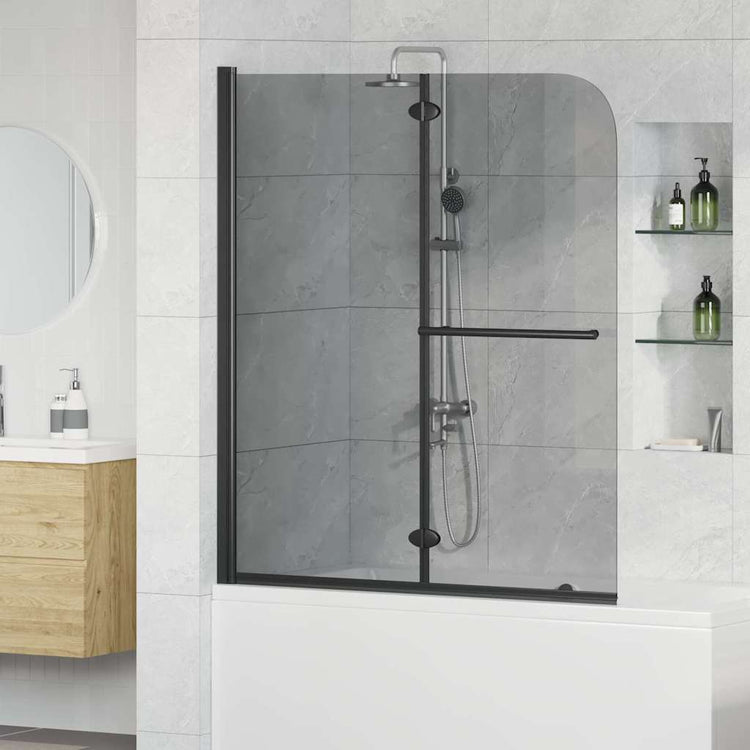 Vidaxx Duschabtrennung schwarz 95 x 140 cm ESG-Glas und Aluminium