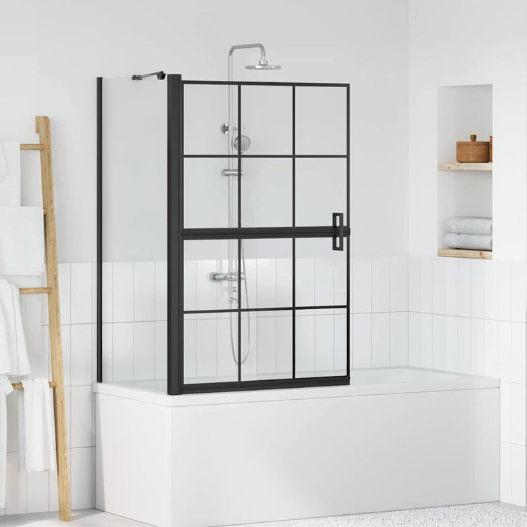 VidaXL Badewannen-Duschwand schwarz und transparent 116 x 68 x 128 cm