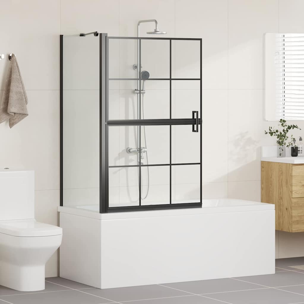 VidaXL Badewannen-Duschwand schwarz und transparent 116 x 68 x 128 cm