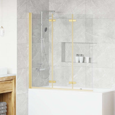 Vidaxl Duschabtrennung Gold 130 x 138 cm ESG-Glas und Aluminium