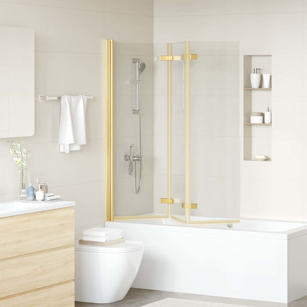 Vidaxl Duschabtrennung Gold 130 x 138 cm ESG-Glas und Aluminium