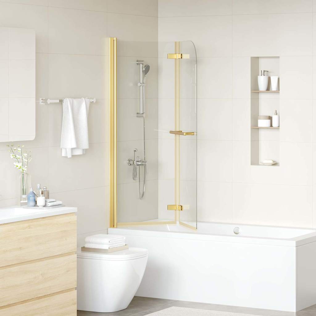 Vidaxl Duschabtrennung Gold 95 x 140 cm ESG-Glas und Aluminium
