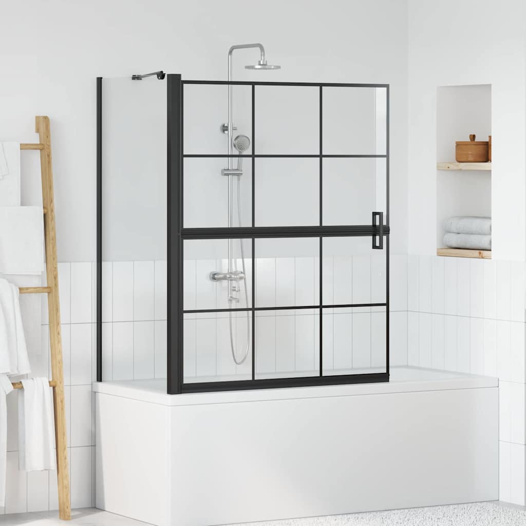 VidaXL Badewannen-Duschwand schwarz und transparent 116 x 68 x 128 cm