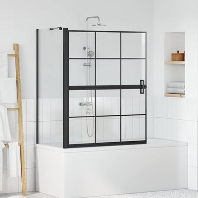 VidaXL Badewannen-Duschwand schwarz und transparent 116 x 68 x 128 cm