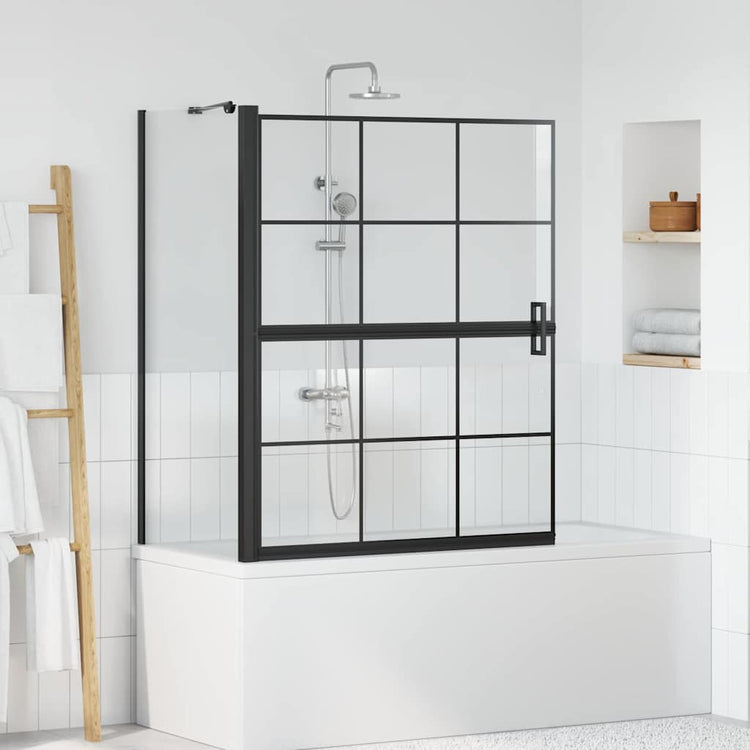 VidaXL Badewannen-Duschwand schwarz und transparent 116 x 68 x 128 cm