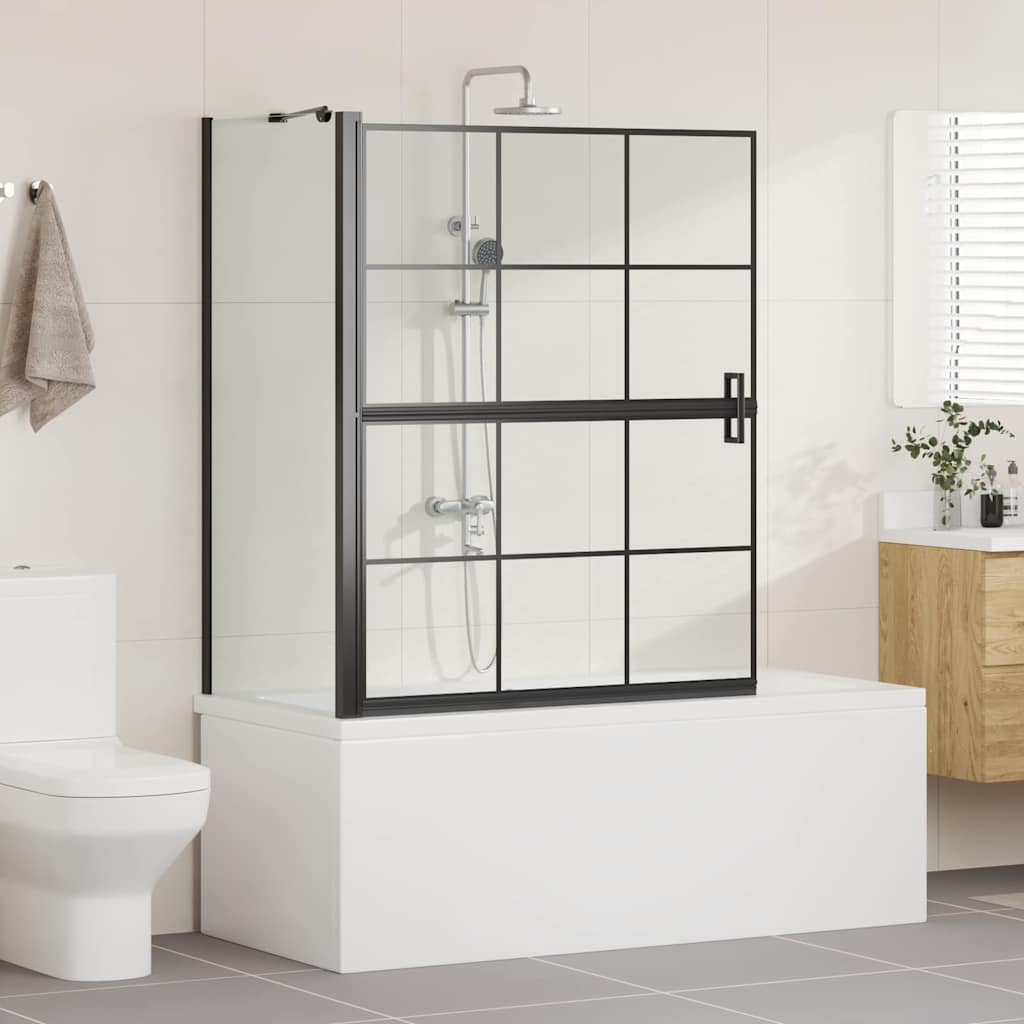 VidaXL Badewannen-Duschwand schwarz und transparent 116 x 68 x 128 cm