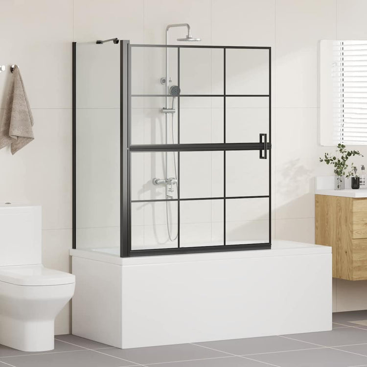 VidaXL Badewannen-Duschwand schwarz und transparent 116 x 68 x 128 cm