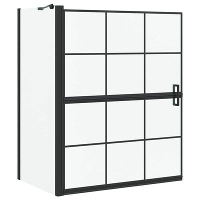 VidaXL Badewannen-Duschwand schwarz und transparent 116 x 68 x 128 cm