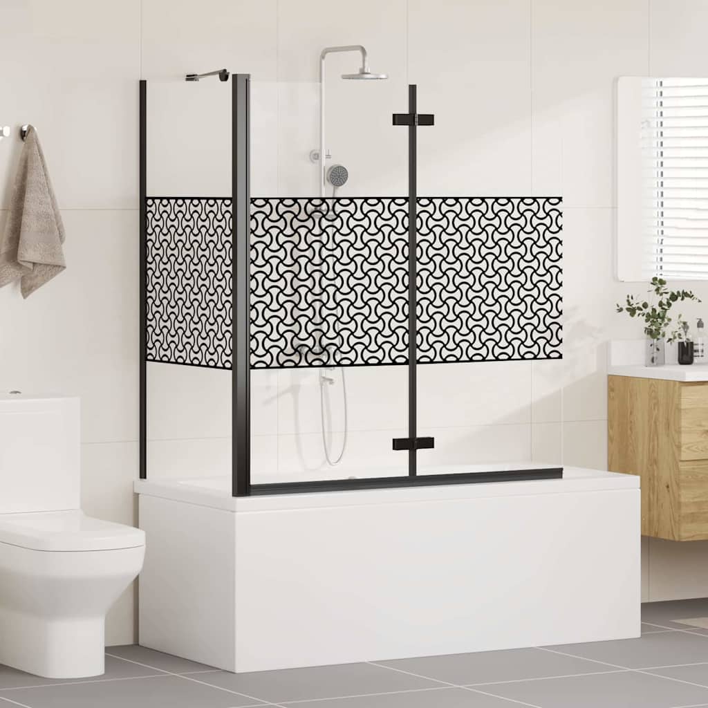 VidaXL Badewannenabtrennung schwarz 120 x 67 x 129 cm Verbundglas und Aluminium