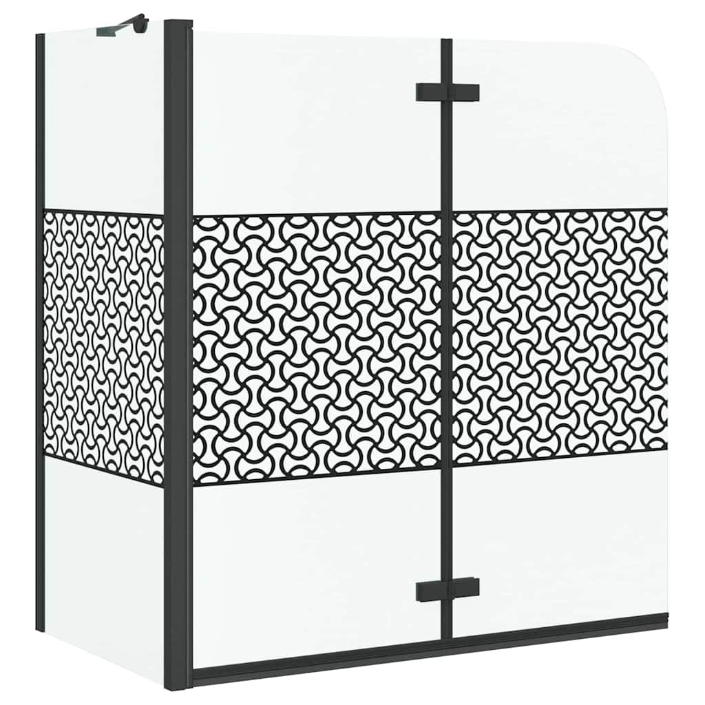 VidaXL Badewannenabtrennung schwarz 120 x 67 x 129 cm Verbundglas und Aluminium