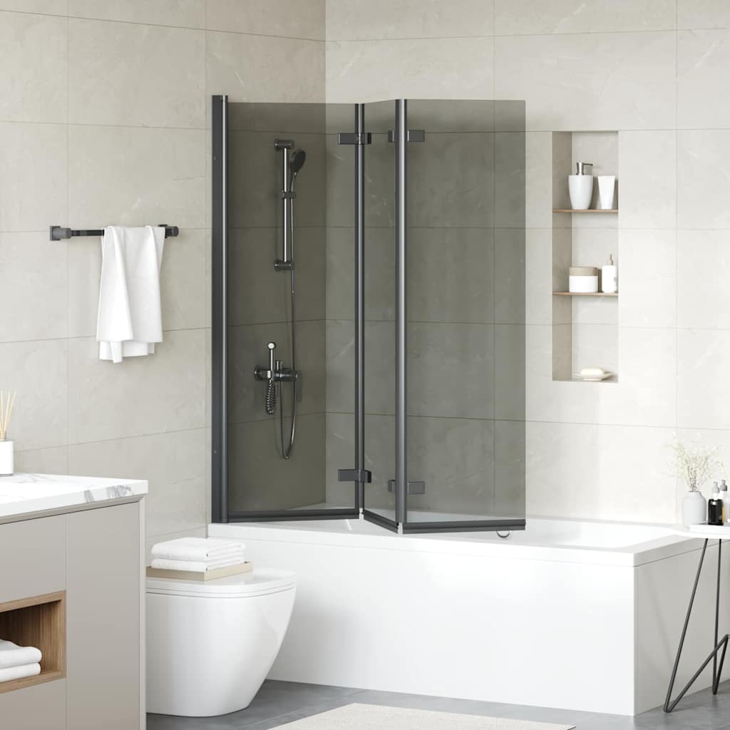 Vidaxx Duschabtrennung schwarz 130 x 138 cm ESG-Glas und Aluminium