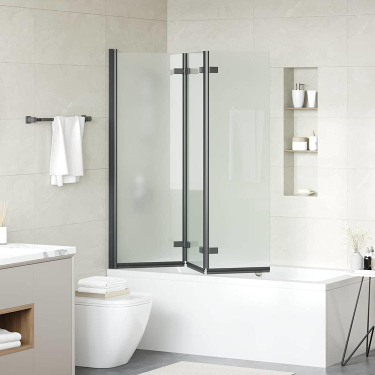 Vidaxx Duschabtrennung schwarz 130 x 138 cm ESG-Glas und Aluminium