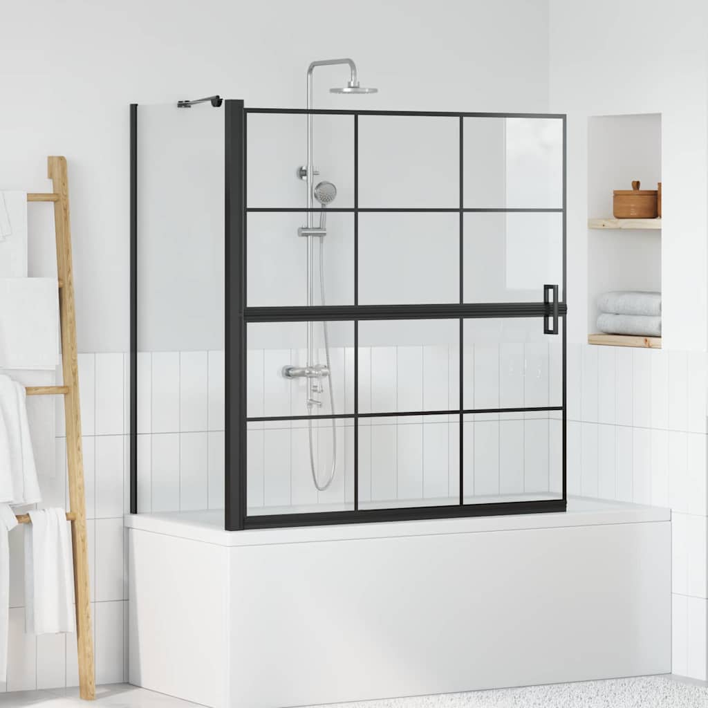VidaXL Badewannen-Duschwand schwarz und transparent 116 x 68 x 128 cm