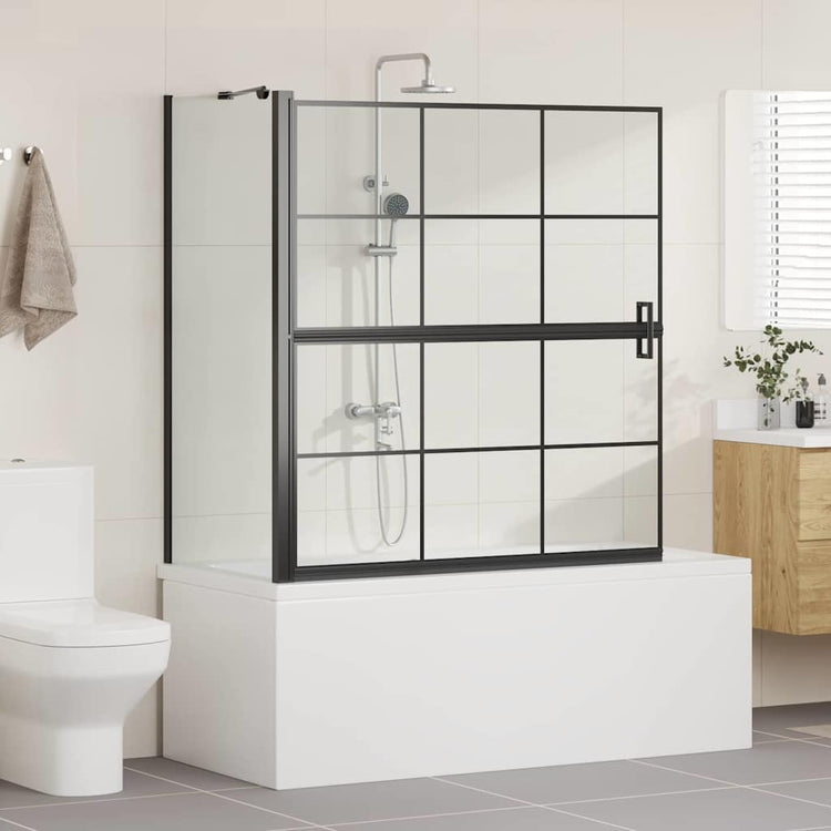 VidaXL Badewannen-Duschwand schwarz und transparent 116 x 68 x 128 cm