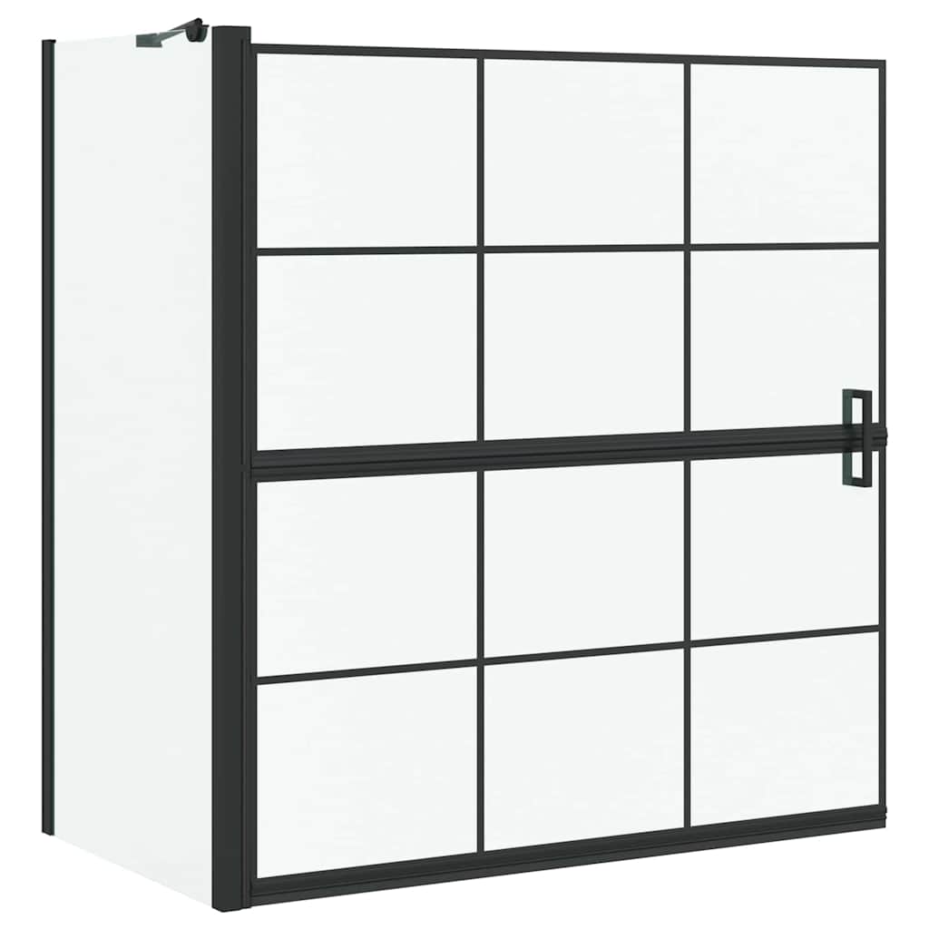 VidaXL Badewannen-Duschwand schwarz und transparent 116 x 68 x 128 cm