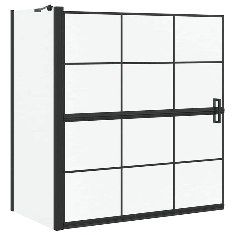 VidaXL Badewannen-Duschwand schwarz und transparent 116 x 68 x 128 cm