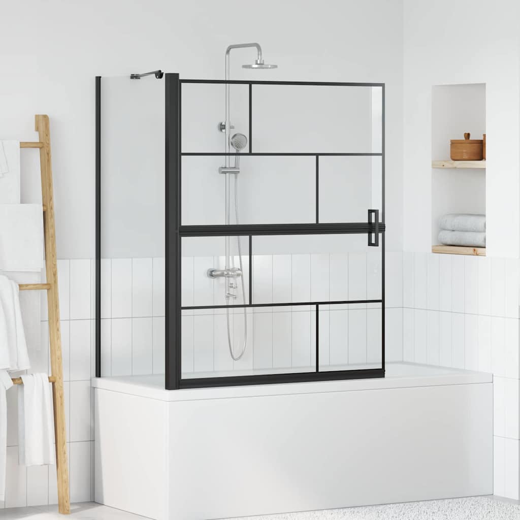 VidaXL Badewannen-Duschwand schwarz und transparent 116 x 68 x 128 cm