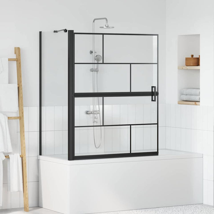 VidaXL Badewannen-Duschwand schwarz und transparent 116 x 68 x 128 cm