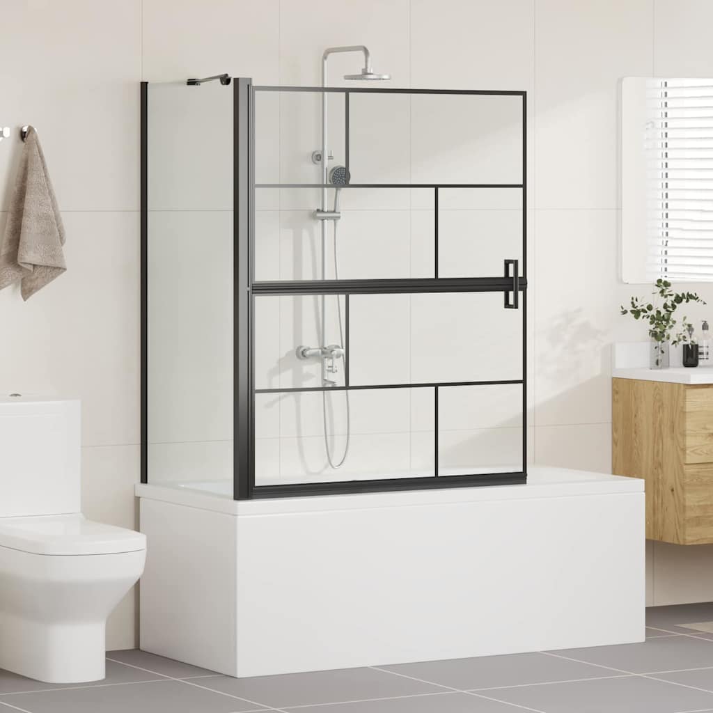 VidaXL Badewannen-Duschwand schwarz und transparent 116 x 68 x 128 cm