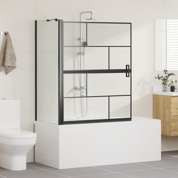 VidaXL Badewannen-Duschwand schwarz und transparent 116 x 68 x 128 cm