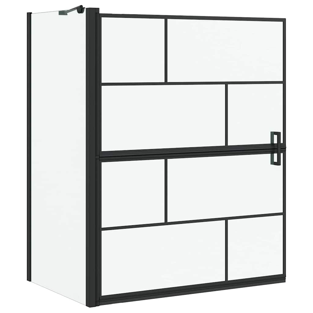 VidaXL Badewannen-Duschwand schwarz und transparent 116 x 68 x 128 cm