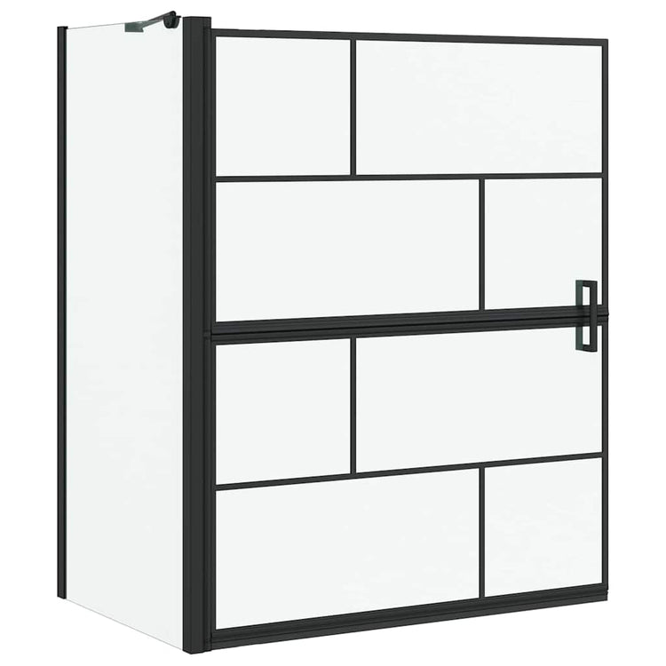 VidaXL Badewannen-Duschwand schwarz und transparent 116 x 68 x 128 cm