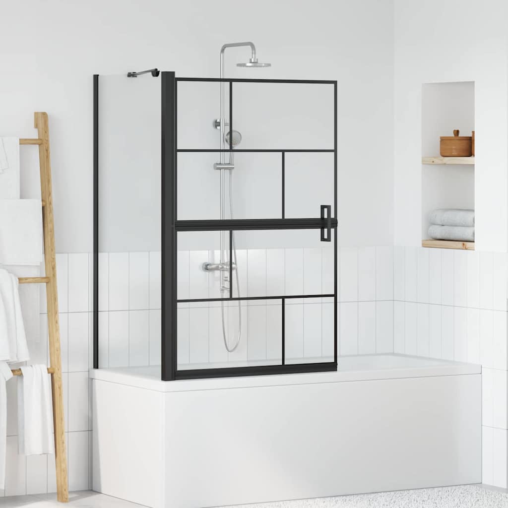 VidaXL Badewannen-Duschwand schwarz und transparent 116 x 68 x 128 cm
