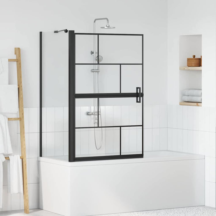 VidaXL Badewannen-Duschwand schwarz und transparent 116 x 68 x 128 cm