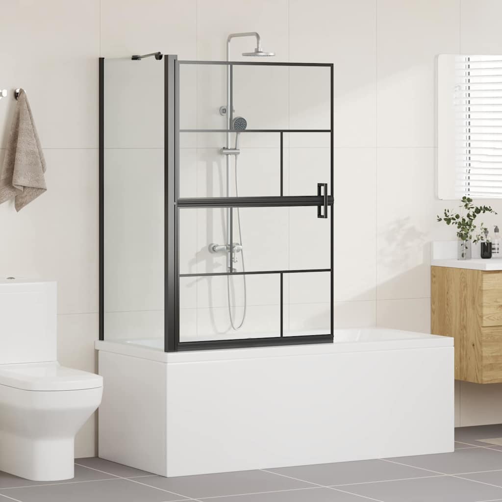 VidaXL Badewannen-Duschwand schwarz und transparent 116 x 68 x 128 cm