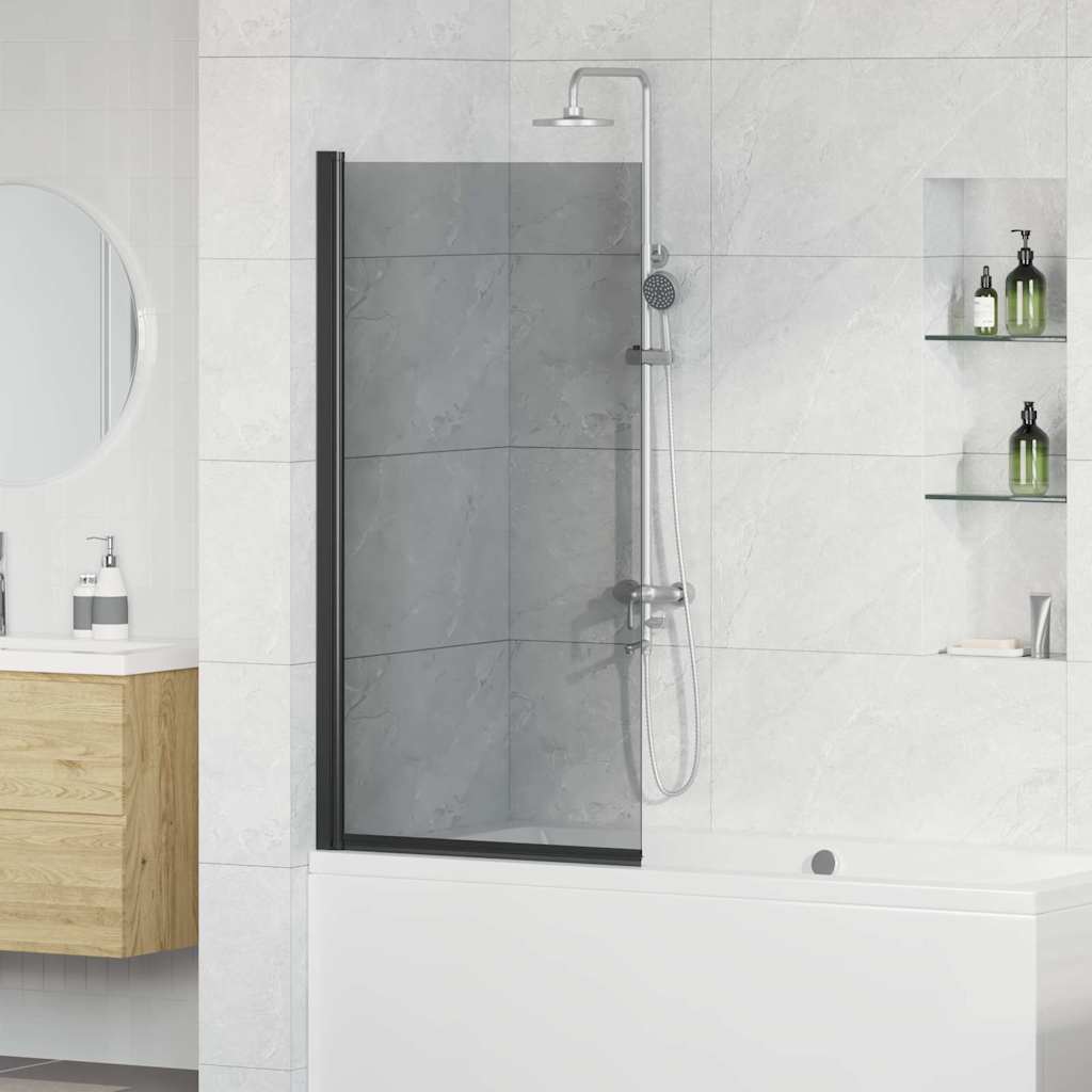 VidaXL Badewannen-Duschwand Schwarz 68 x 130 cm Hartglas