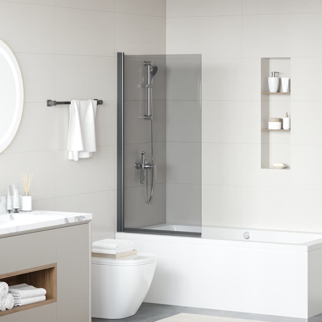 VidaXL Badewannen-Duschwand Schwarz 68 x 130 cm Hartglas