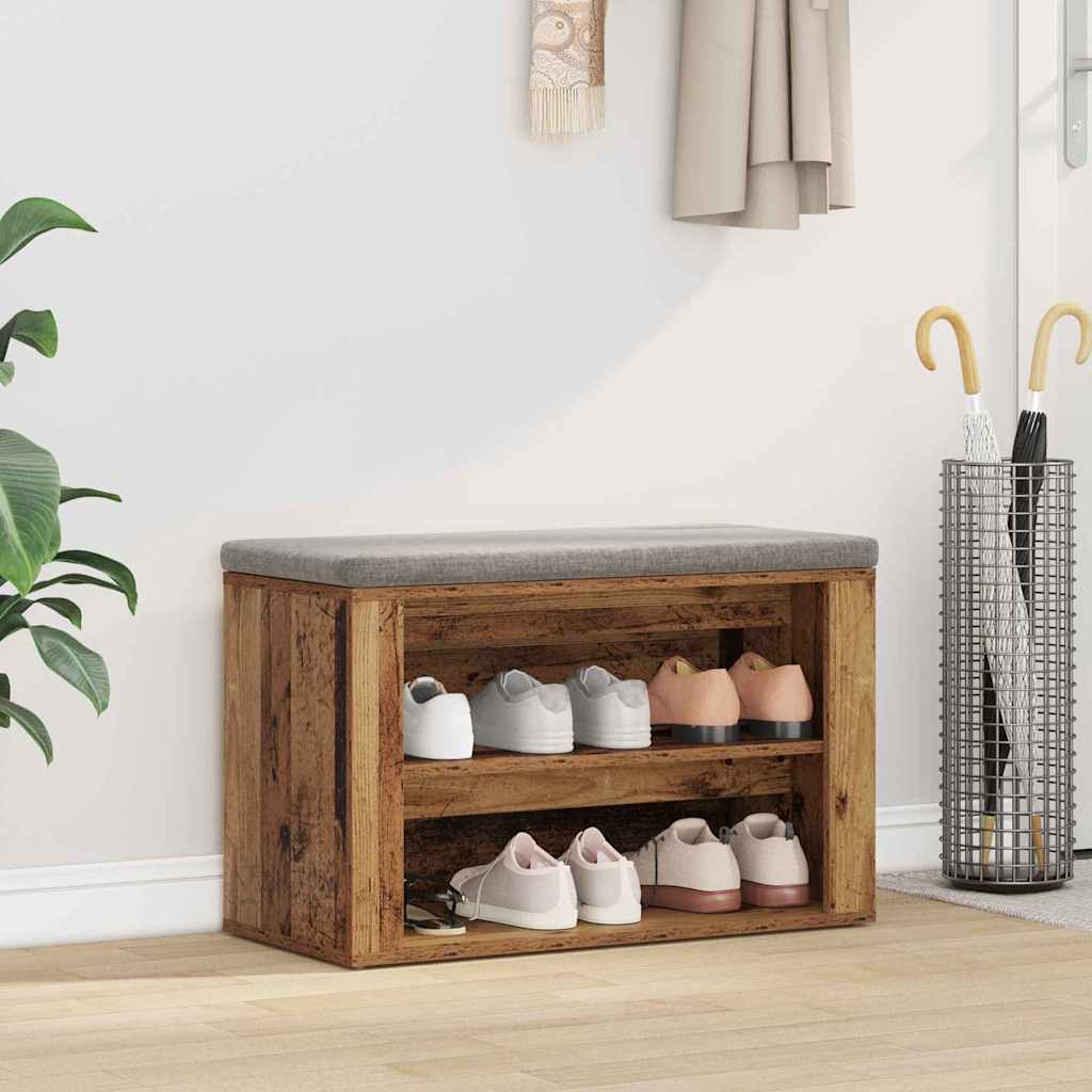 Vidaxl Schuhregal mit Ablage Altholz 75 x 35 x 45 cm verarbeitetes Holz