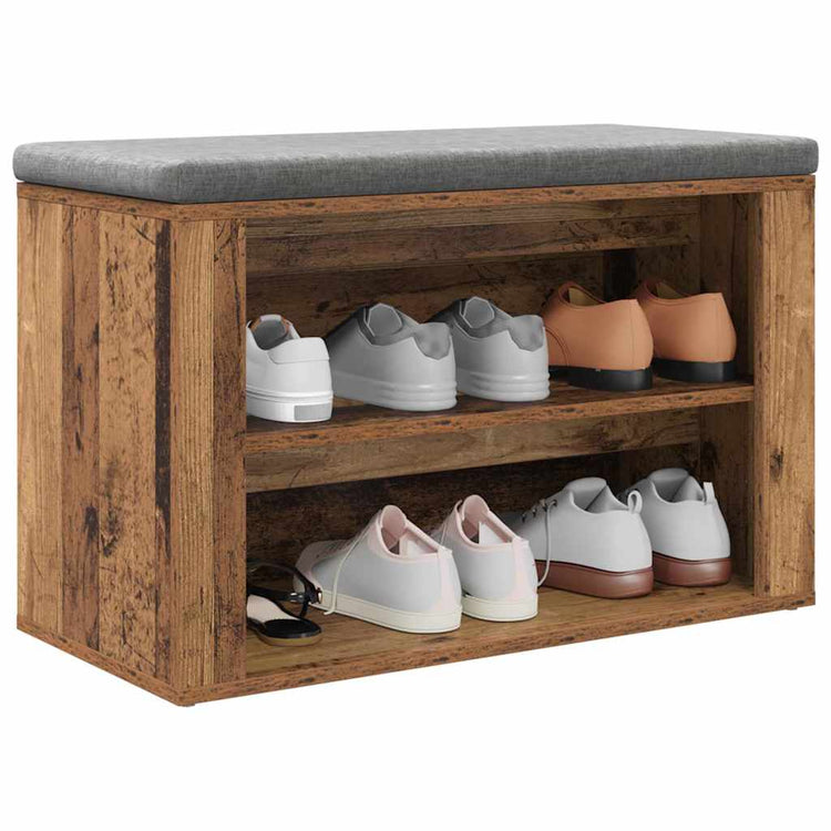 Vidaxl Schuhregal mit Ablage Altholz 75 x 35 x 45 cm verarbeitetes Holz