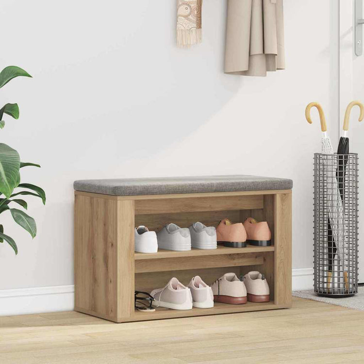 Vidaxl Schuhregal mit Regal, handwerklich, eichenfarben, 75 x 35 x 45 cm