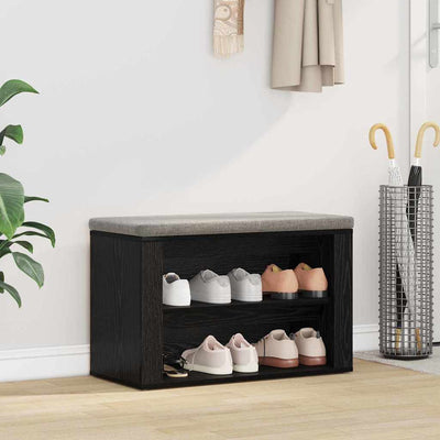 Vidaxl Schuhregal mit Regal aus schwarzer Eiche, 75 x 35 x 45 cm, fertiges Holz