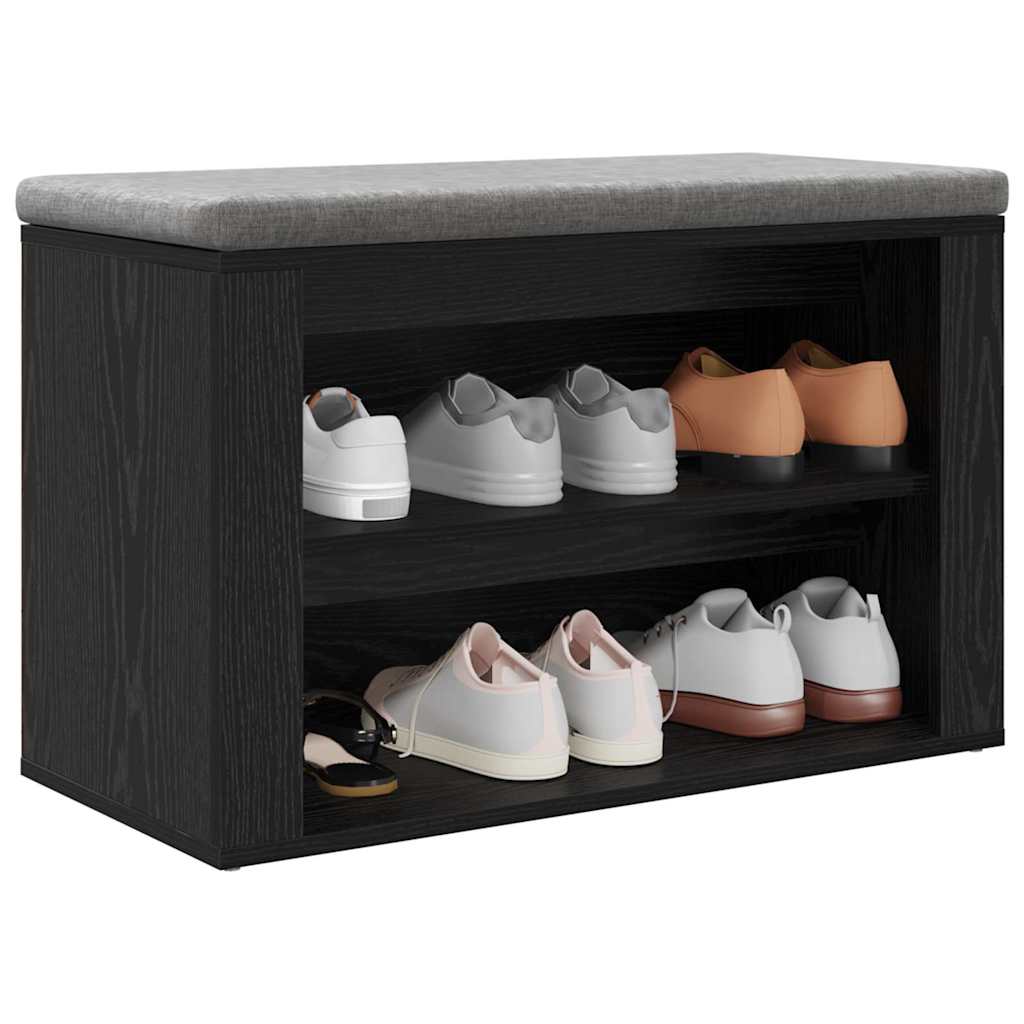 Vidaxl Schuhregal mit Regal aus schwarzer Eiche, 75 x 35 x 45 cm, fertiges Holz