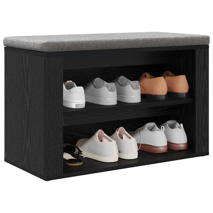 Vidaxl Schuhregal mit Regal aus schwarzer Eiche, 75 x 35 x 45 cm, fertiges Holz