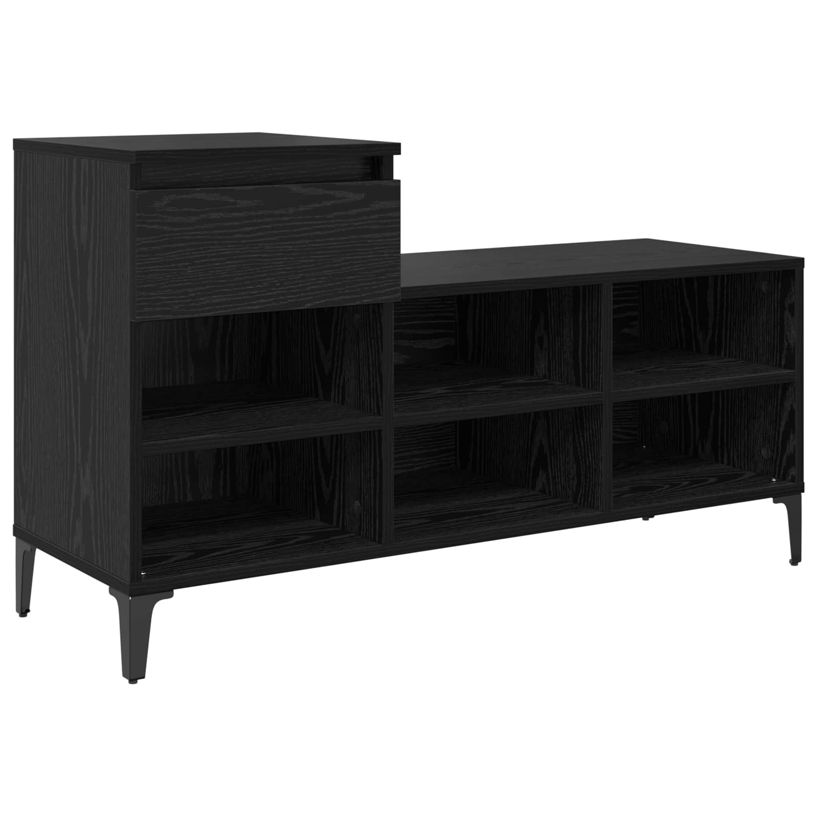 Vidaxl Schuhschrank mit Schublade aus schwarzer Eiche, 102 x 36 x 60 cm, fertiges Holz