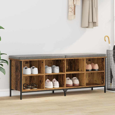 Vidaxx Schuhschrank Altholz 131 x 35 x 50 cm montiert auf Holz und Eisen