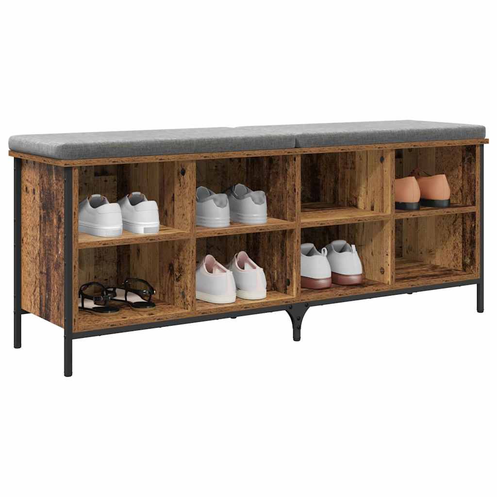 Vidaxx Schuhschrank Altholz 131 x 35 x 50 cm montiert auf Holz und Eisen
