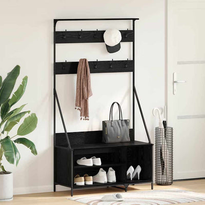 VidaXL Kleiderständer mit Regal aus schwarzer Eiche, 100 x 41 x 184 cm, fertiges Holz
