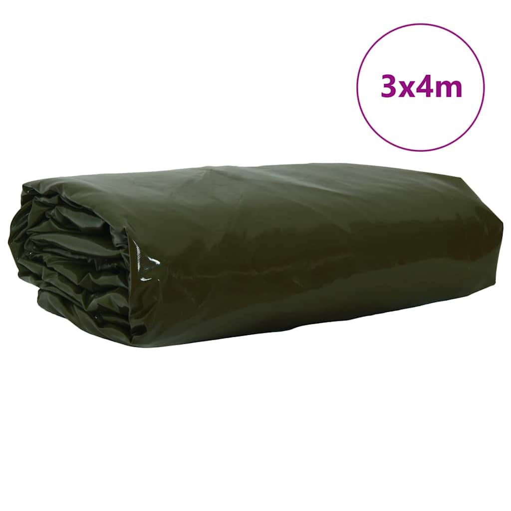 Vidaxl Plane 650g m² olivgrün 3 x 4 m Plane mit PVC-Beschichtung
