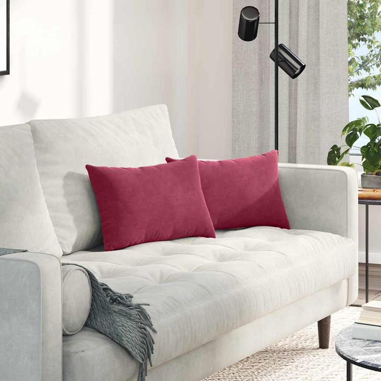VidaXL sofa cushions, 2 pieces, wine red, 50 x 30 cm cord fabric