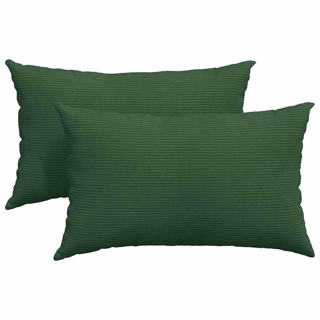 VidaXL Sofakissen, 2 Stück, Dunkelgrün, 50 x 30 cm Cordstoff