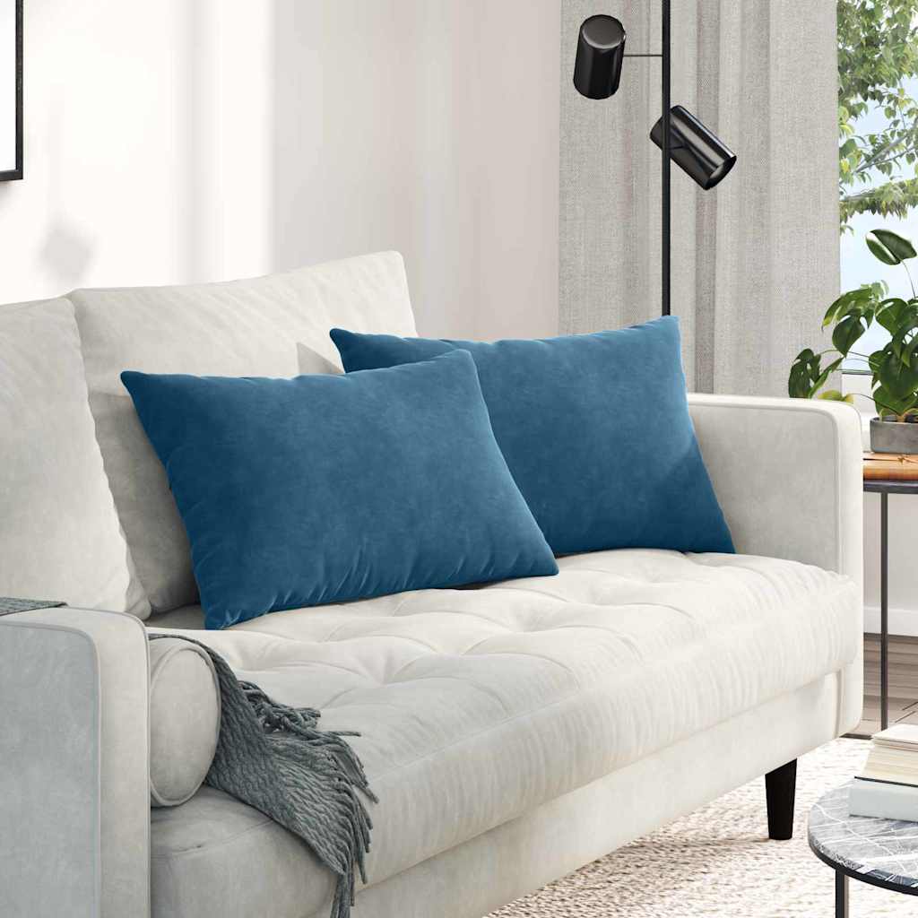 VidaXL Sofakissen 2 Stück blau 60 x 40 cm Cordstoff