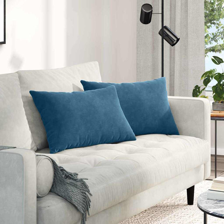 VidaXL Sofakissen 2 Stück blau 60 x 40 cm Cordstoff