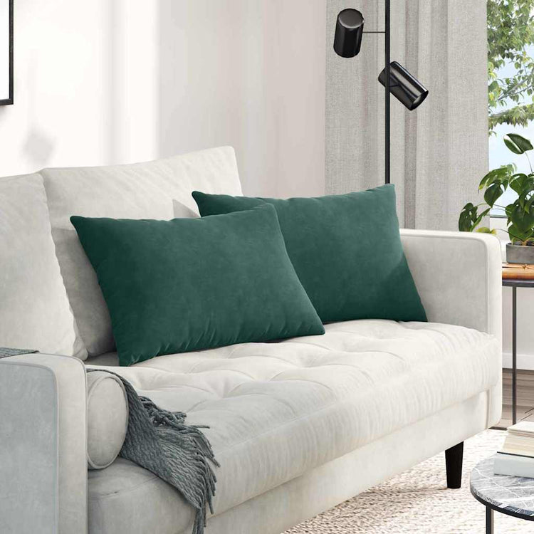 VidaXL Sofakissen 2 Stück dunkelgrün 60 x 40 cm Cordstoff