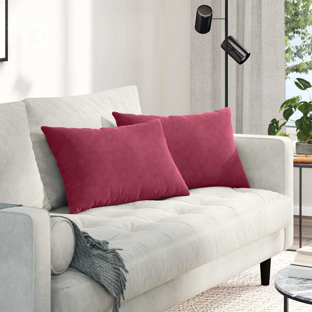 VidaXL Sofakissen, 2 Stück, Weinrot, 60 x 40 cm Cordstoff