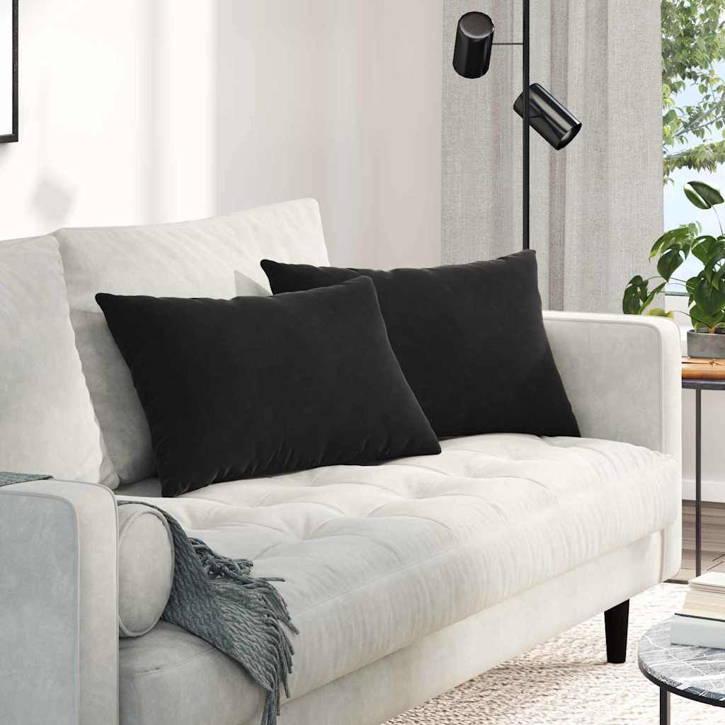 VidaXL Sofakissen 2 Stück Schwarz 60 x 40 cm Cordstoff