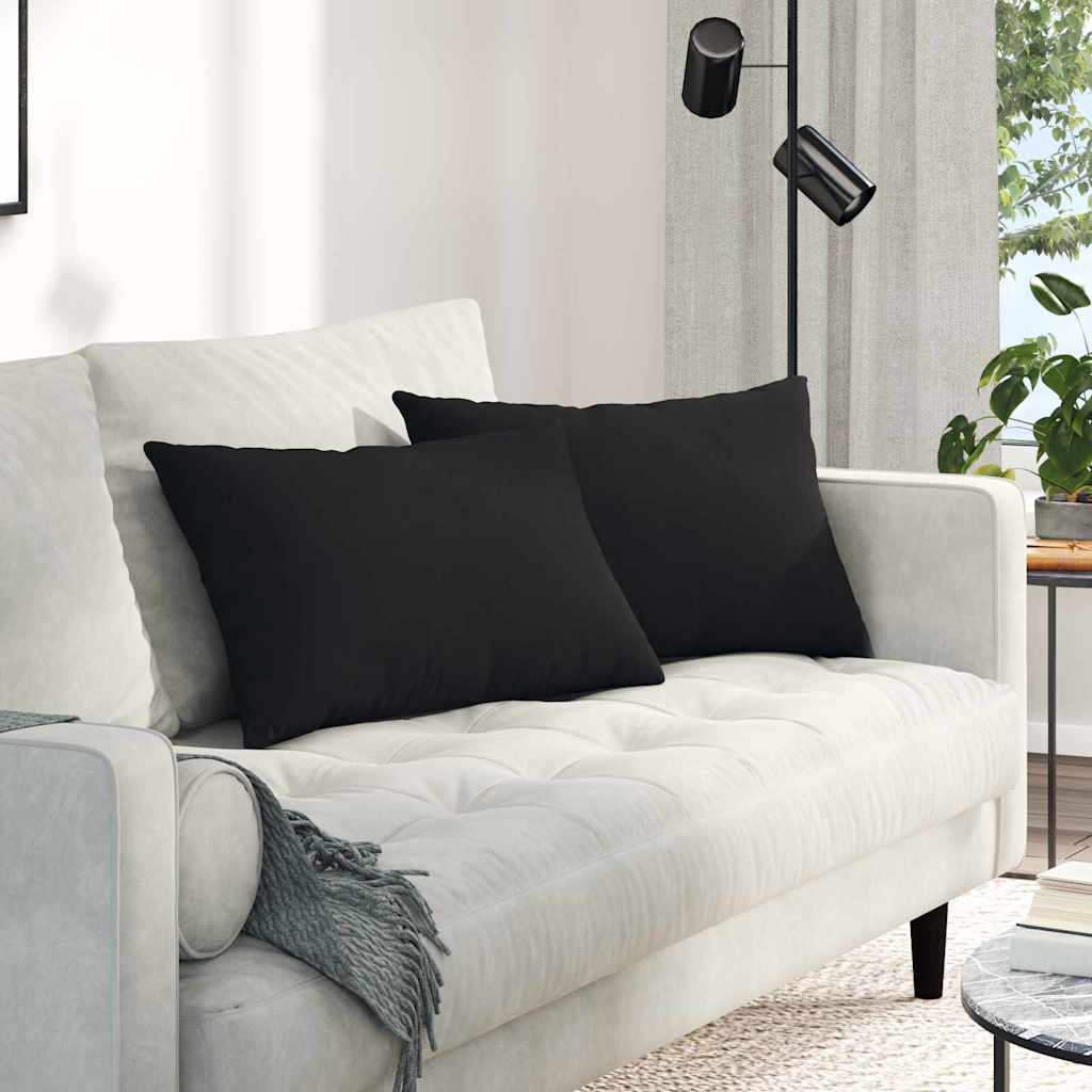 VidaXL Sofakissen 2 Stück Schwarz 60 x 40 cm Stoff